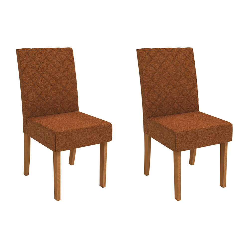 Conjunto com 2 Cadeiras Verbena Bouclé Terracota e Canela