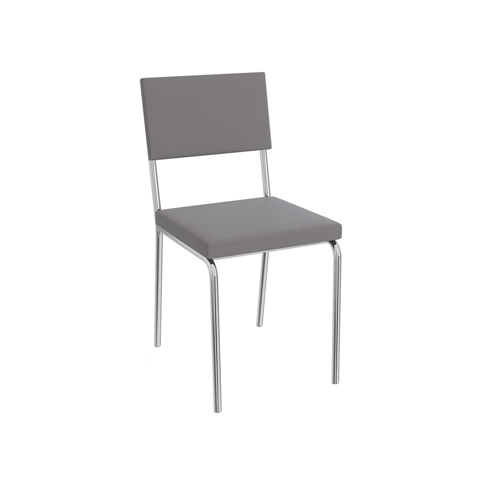 Conjunto com 2 Cadeiras Zaria Veludo Cinza e Cromado