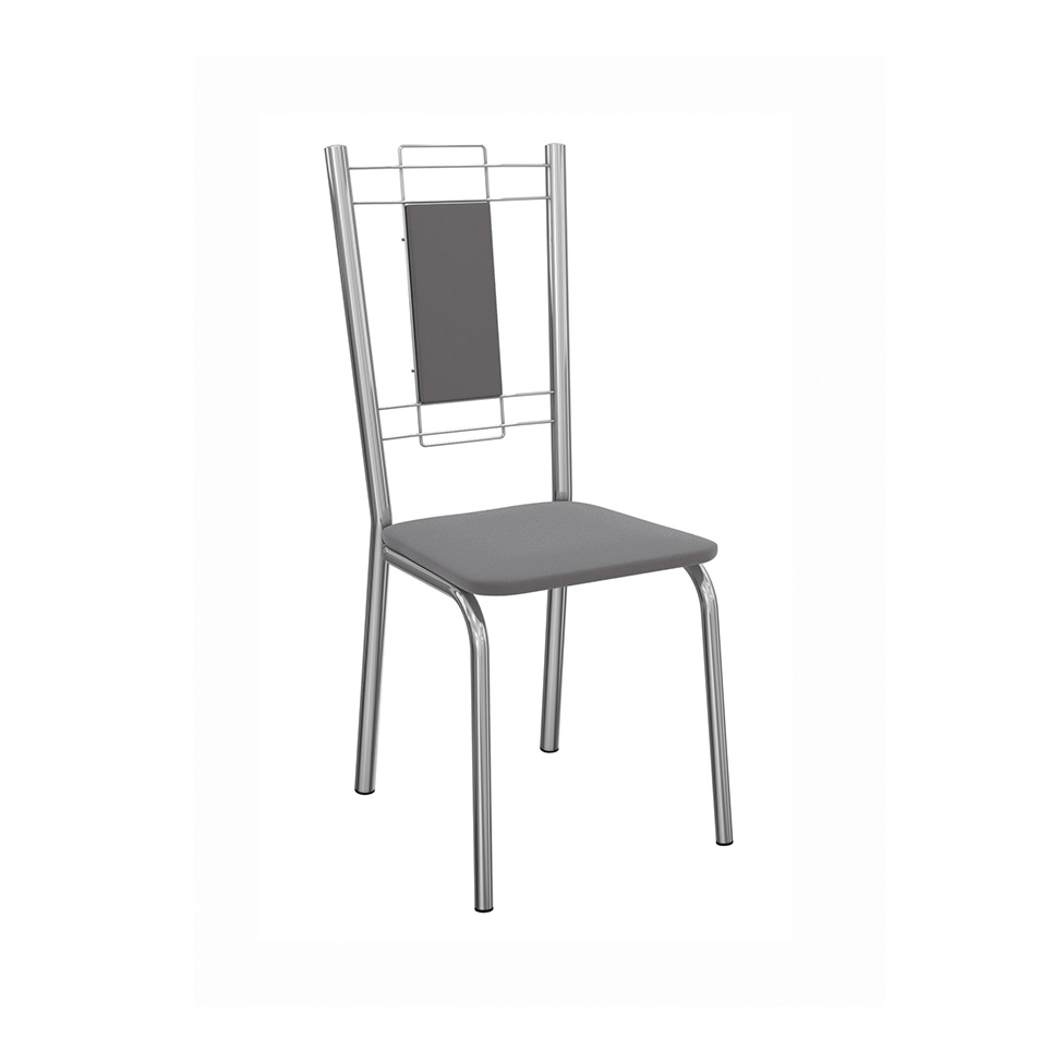Conjunto com 4 Cadeiras Florença Veludo Cinza e Cromado