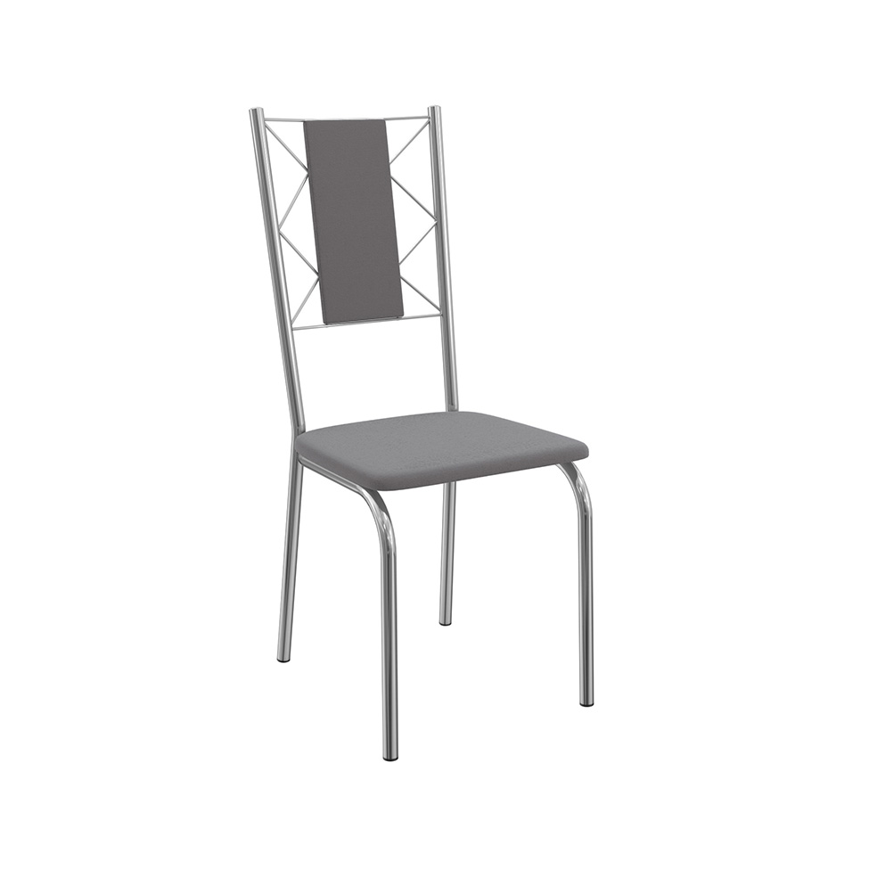 Conjunto com 4 Cadeiras Lisboa Veludo Cinza e Cromado