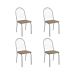 Conjunto com 4 Cadeiras Noruega Veludo Bege e Cromado