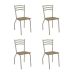 Conjunto com 4 Cadeiras Portugal Veludo Bege e Nickel