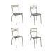 Conjunto com 4 Cadeiras Portugal Veludo Cinza e Nickel