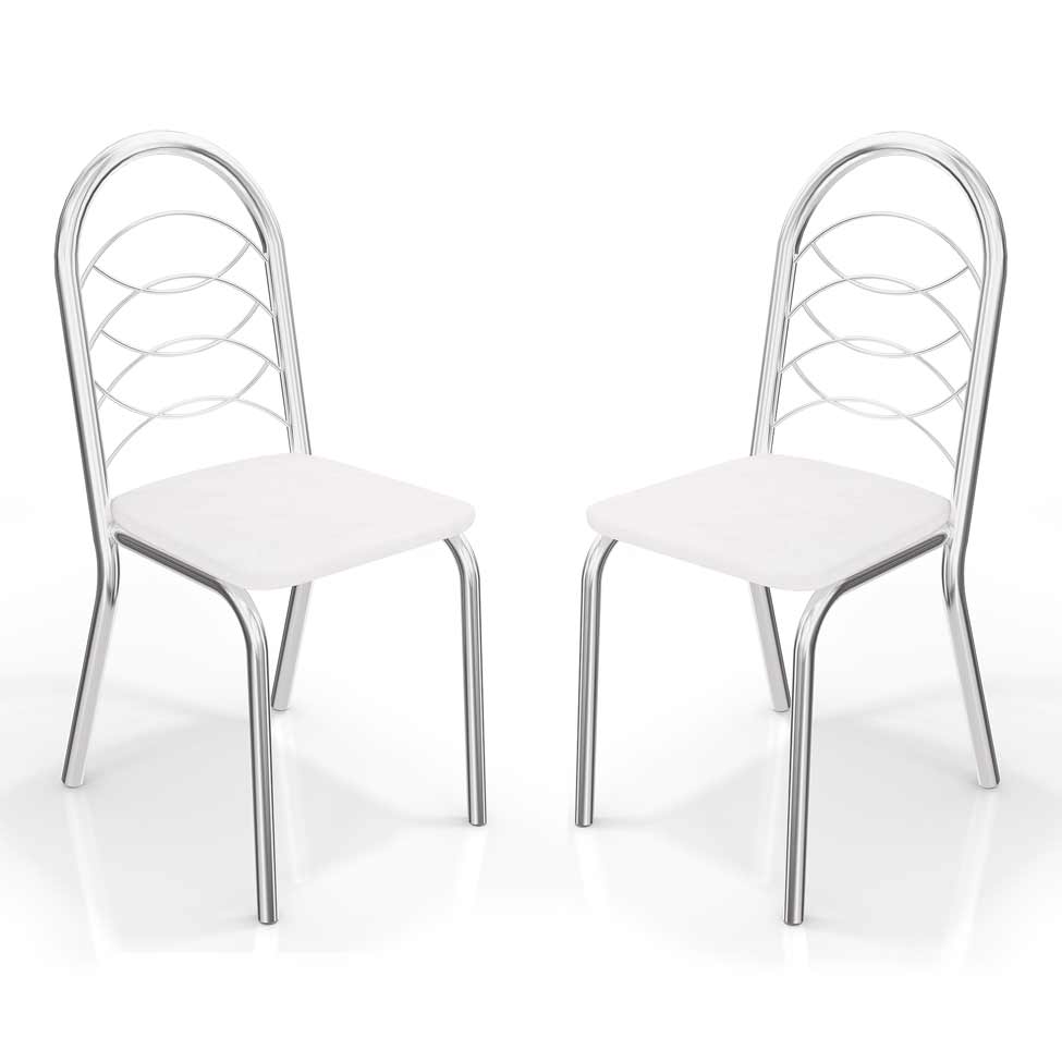 Conjunto de Cadeira Holanda Cromada Cor Branco 2 Peças Kappesberg