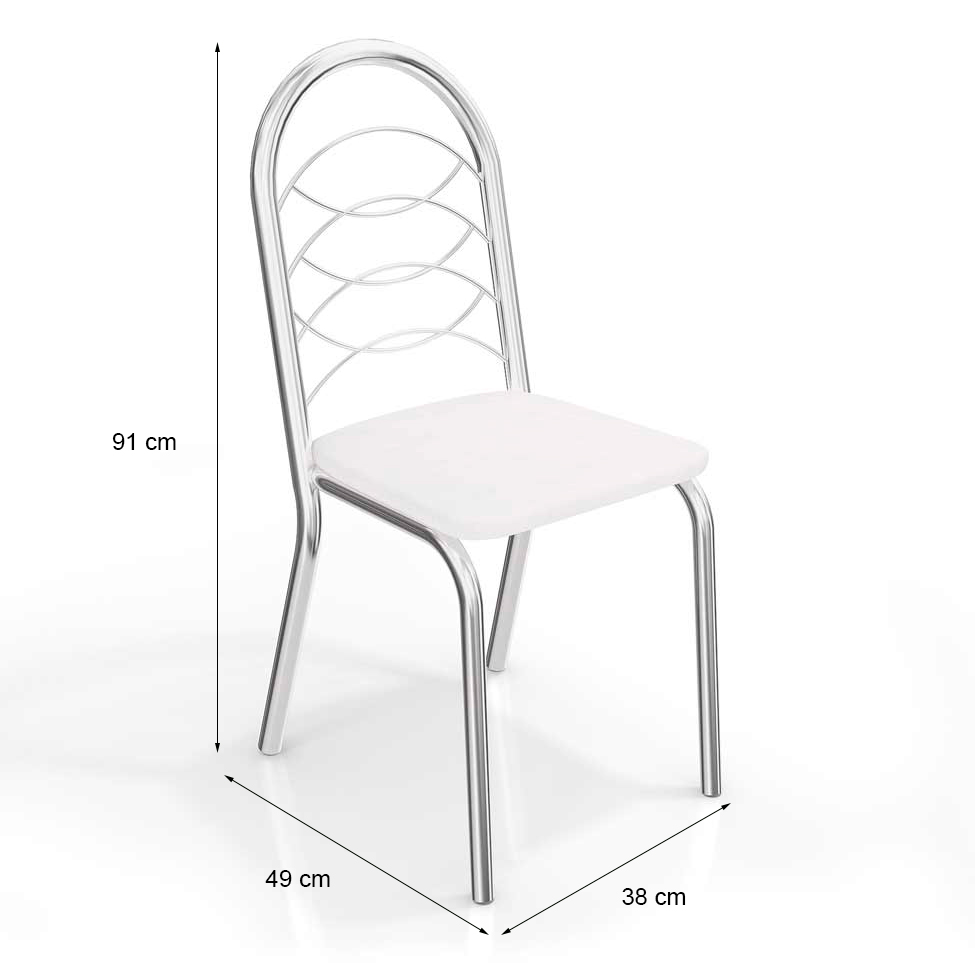 Conjunto de Cadeira Holanda Cromada Cor Branco 2 Peças Kappesberg