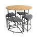 Conjunto de Mesa Redonda Industrial com Tampo MDP Freijó e 4 Bancos Helena Suede Cinza e Preto