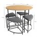 Conjunto de Mesa Redonda Industrial com Tampo MDP Freijó e 4 Bancos Helena Suede Cinza e Preto