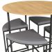 Conjunto de Mesa Redonda Industrial com Tampo MDP Freijó e 4 Bancos Helena Suede Cinza e Preto