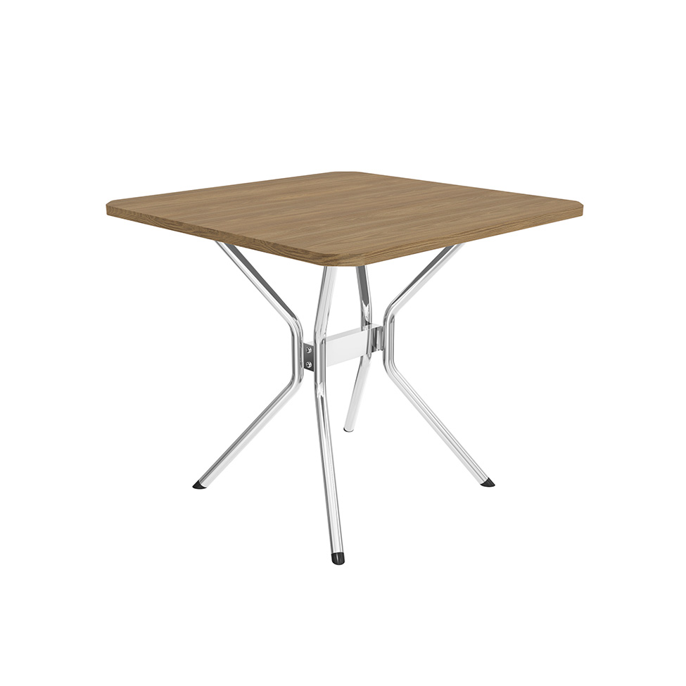 Conjunto de Mesa de Cozinha Quadrada com Tampo MDP e 4 Cadeiras Monique Corino Marrom e Cromado