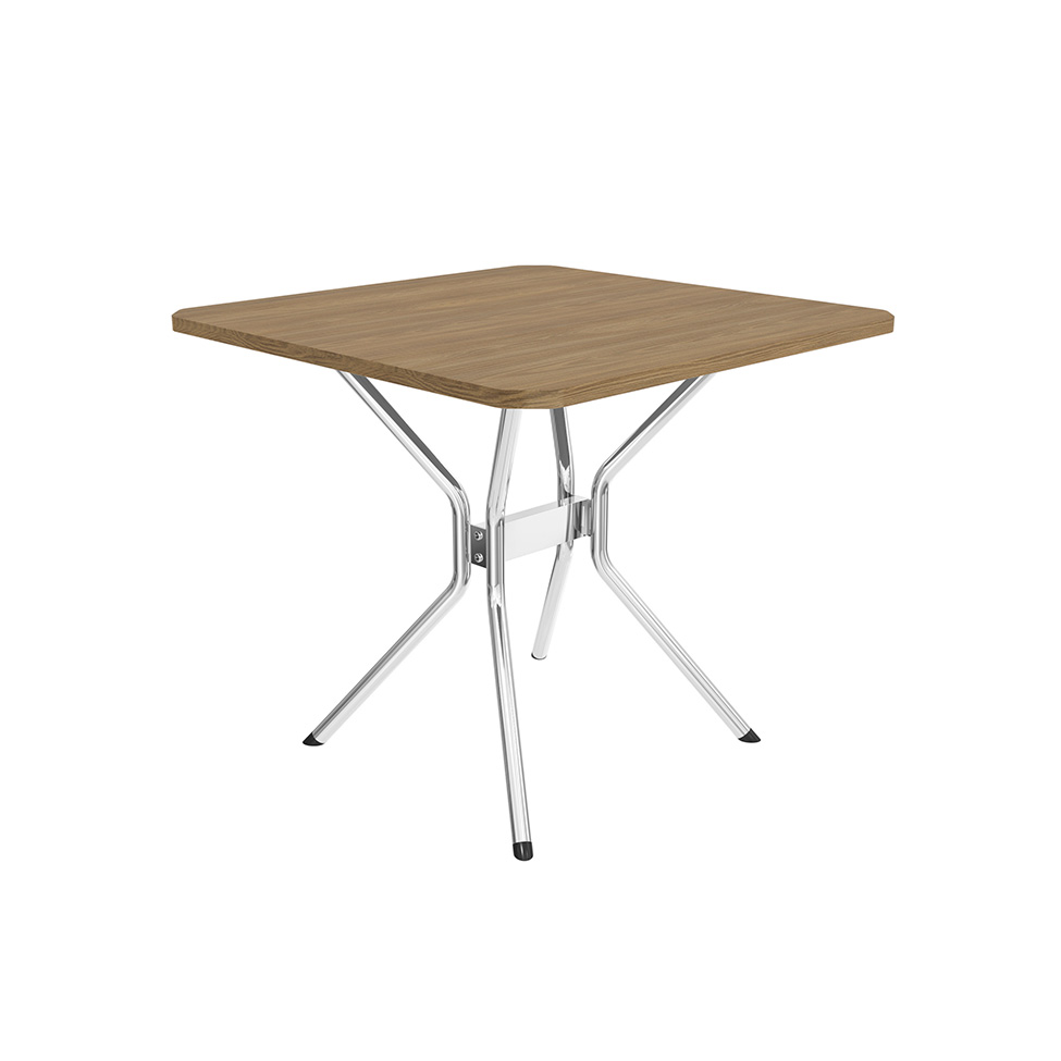 Conjunto de Mesa de Cozinha Quadrada com Tampo MDP e 4 Cadeiras Monique Corino Off White e Cromado