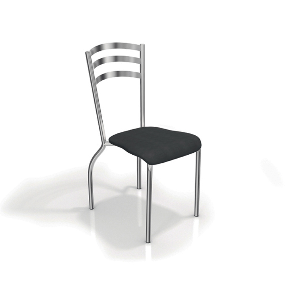 Conjunto de Mesa de Cozinha Quadrada com Tampo MDP e 4 Cadeiras Monique Corino Preto e Cromado