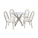 Conjunto de Mesa de Cozinha Redonda com Tampo de Vidro e 4 Cadeiras Monika Corino Branco e Nikel