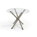Conjunto de Mesa de Cozinha Redonda com Tampo de Vidro e 4 Cadeiras Monika Corino Branco e Nikel