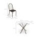 Conjunto de Mesa de Cozinha Redonda com Tampo de Vidro e 4 Cadeiras Monika Corino Marrom Escuro e Nikel