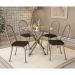 Conjunto de Mesa de Cozinha Redonda com Tampo de Vidro e 4 Cadeiras Monika Corino Marrom Escuro e Nikel
