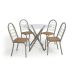Conjunto de Mesa de Cozinha Redonda com Tampo de Vidro e 4 Cadeiras Monika Corino Marrom e Nikel