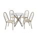 Conjunto de Mesa de Cozinha Redonda com Tampo de Vidro e 4 Cadeiras Monika Corino Off White e Nikel