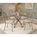 Conjunto de Mesa de Cozinha Redonda com Tampo de Vidro e 4 Cadeiras Monika Corino Off White e Nikel