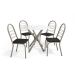 Conjunto de Mesa de Cozinha Redonda com Tampo de Vidro e 4 Cadeiras Monika Corino Preto e Nikel