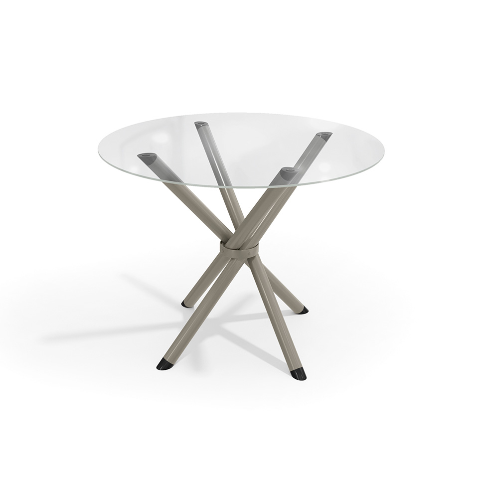 Conjunto de Mesa de Cozinha Redonda com Tampo de Vidro e 4 Cadeiras Monika Corino Preto e Nikel