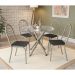 Conjunto de Mesa de Cozinha Redonda com Tampo de Vidro e 4 Cadeiras Monika Corino Preto e Nikel