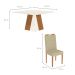 Conjunto de Mesa de Jantar Quadrada com Tampo de Vidro Off White e 8 Cadeiras Dalia Bouclé Bege e Eucalipto