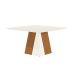 Conjunto de Mesa de Jantar Quadrada com Tampo de Vidro Off White e 8 Cadeiras Dalia Bouclé Bege e Eucalipto