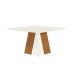 Conjunto de Mesa de Jantar Quadrada com Tampo de Vidro Off White e 8 Cadeiras Dalia Bouclé Cinza e Eucalipto