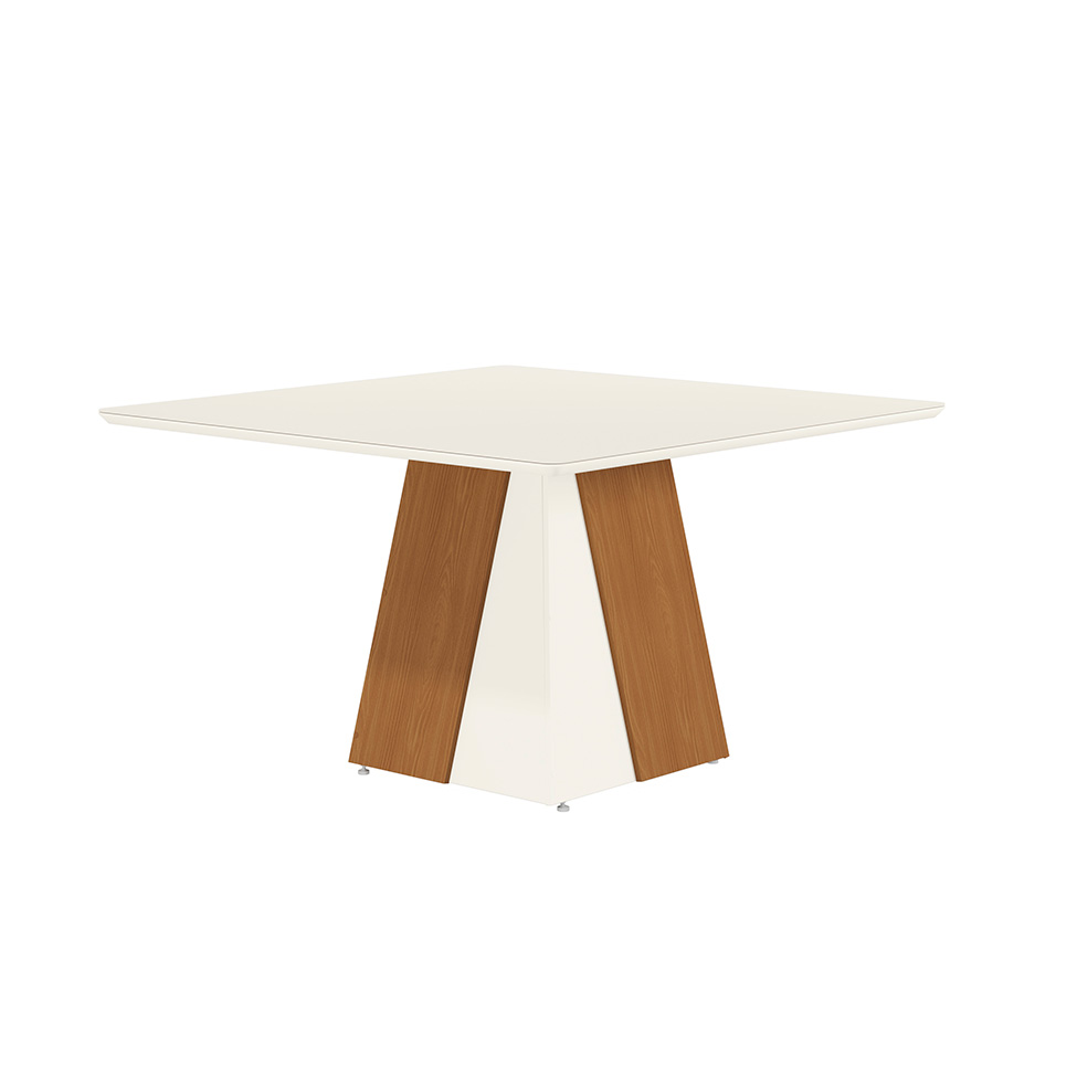 Conjunto de Mesa de Jantar Quadrada com Tampo de Vidro Off White e 8 Cadeiras Dalia Bouclé Cinza e Eucalipto