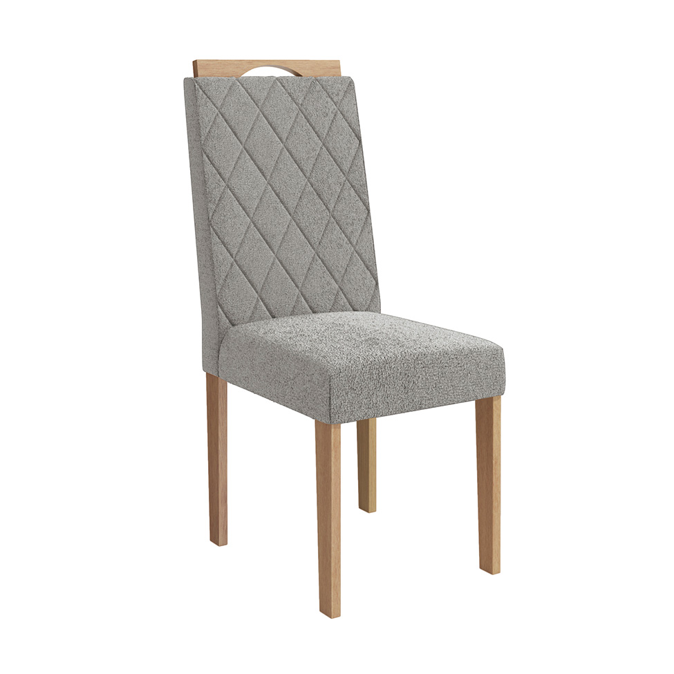 Conjunto de Mesa de Jantar Quadrada com Tampo de Vidro Off White e 8 Cadeiras Dalia Bouclé Cinza e Eucalipto