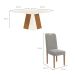 Conjunto de Mesa de Jantar Quadrada com Tampo de Vidro Off White e 8 Cadeiras Dalia Bouclé Cinza e Eucalipto