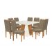 Conjunto de Mesa de Jantar Quadrada com Tampo de Vidro Off White e 8 Cadeiras Dalia Bouclé Fendi e Eucalipto