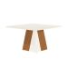 Conjunto de Mesa de Jantar Quadrada com Tampo de Vidro Off White e 8 Cadeiras Dalia Bouclé Fendi e Eucalipto