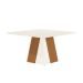 Conjunto de Mesa de Jantar Quadrada com Tampo de Vidro Off White e 8 Cadeiras Dalia Bouclé Terracota e Eucalipto
