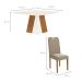 Conjunto de Mesa de Jantar Quadrada com Tampo de Vidro Off White e 8 Cadeiras Dalia Linho Amêndoa e Eucalipto