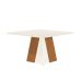 Conjunto de Mesa de Jantar Quadrada com Tampo de Vidro Off White e 8 Cadeiras Dalia Linho Amêndoa e Eucalipto