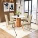 Conjunto de Mesa de Jantar Redonda com Tampo de Vidro Off White e 4 Cadeiras Jade Bouclé Bege e Eucalipto