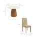 Conjunto de Mesa de Jantar Redonda com Tampo de Vidro Off White e 4 Cadeiras Jade Bouclé Bege e Eucalipto