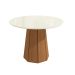 Conjunto de Mesa de Jantar Redonda com Tampo de Vidro Off White e 4 Cadeiras Jade Bouclé Bege e Eucalipto