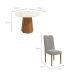 Conjunto de Mesa de Jantar Redonda com Tampo de Vidro Off White e 4 Cadeiras Jade Bouclé Cinza e Eucalipto