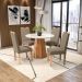 Conjunto de Mesa de Jantar Redonda com Tampo de Vidro Off White e 4 Cadeiras Jade Bouclé Fendi e Eucalipto