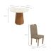 Conjunto de Mesa de Jantar Redonda com Tampo de Vidro Off White e 4 Cadeiras Jade Bouclé Fendi e Eucalipto
