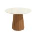 Conjunto de Mesa de Jantar Redonda com Tampo de Vidro Off White e 4 Cadeiras Jade Bouclé Fendi e Eucalipto