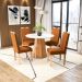 Conjunto de Mesa de Jantar Redonda com Tampo de Vidro Off White e 4 Cadeiras Jade Bouclé Terracota e Eucalipto