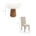 Conjunto de Mesa de Jantar Redonda com Tampo de Vidro Off White e 4 Cadeiras Jade Linho Areia e Eucalipto