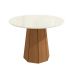 Conjunto de Mesa de Jantar Redonda com Tampo de Vidro Off White e 4 Cadeiras Jade Linho Areia e Eucalipto