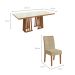Conjunto de Mesa de Jantar Retangular com Tampo de Vidro Off White Alteia e 6 Cadeiras Elva Bouclé Bege e Canela