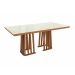 Conjunto de Mesa de Jantar Retangular com Tampo de Vidro Off White Alteia e 6 Cadeiras Elva Bouclé Bege e Canela