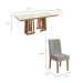 Conjunto de Mesa de Jantar Retangular com Tampo de Vidro Off White Alteia e 6 Cadeiras Elva Bouclé Cinza e Canela
