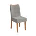 Conjunto de Mesa de Jantar Retangular com Tampo de Vidro Off White Alteia e 6 Cadeiras Elva Bouclé Cinza e Canela
